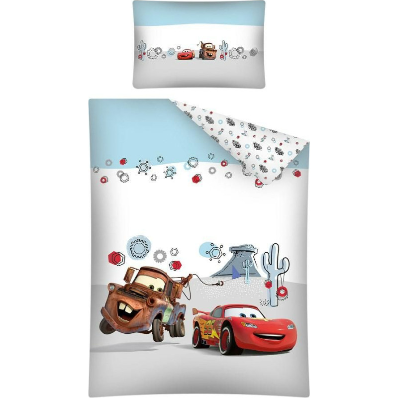 Kokvilnas gultas veļa 100x135 Cars Mater Lightning McQueen tuksneša pelēks zils 30 B 1631