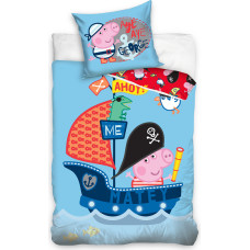 Kokvilnas gultas veļa 140x200 Peppa Pig George pirātu kapteinis pirātu kuģis 0082 spilvendrāna 70x90