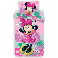 Bērnu gultas veļa 140x200 Mini Minnie Mouse 8408 rozā palmu spilvendrāna 70x90