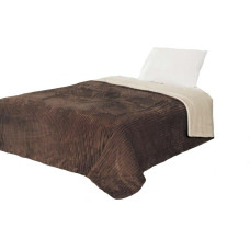 Ortex Mikrošķiedras sega 200x220 plīša tumši brūna 69 bēša rievota abpusēja