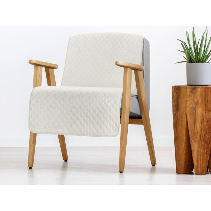 Dekoratīvais krēsla pārvalks 70x160 Ariel, krēmkrāsas samts