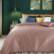 Ariel dekoratīvais gultas pārklājs 230x260, pūderrozā samts