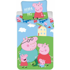 Kokvilnas gultas veļa 140x200 Peppa Pig 4567 ģimenes mājas spilvendrāna 70x90