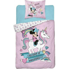 Kokvilnas gultas veļa 140x200 Mini Mouse 6529 Minnie Mouse Unicorn vienradzis zvaigznes rozā 3095 A