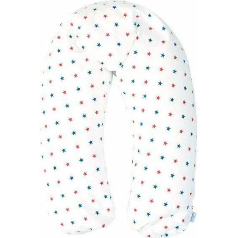 Relax pozicionēšanas spilvens 170 cm zvaigznes balts tumši zils sarkans R-31 barošanai, grūtniecībai un atpūtai