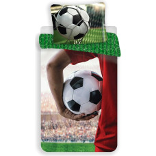 Kokvilnas gultas veļa 140x200 Futbolista laukums Futbola bumba 4324 Jauniešu futbola fans