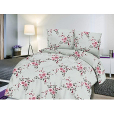 Satīna gultasveļa 160x200 Rozes, celadon rozā 1485/1 Satynlove