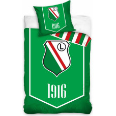 Kokvilnas gultas veļa 140x200 Legia Warszawa ģerbonis 1916 futbola zaļš 8669