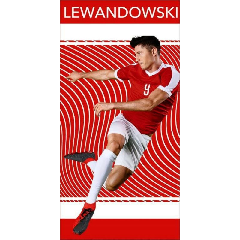 Mikrošķiedras dvielis 70x140 Lewandowski Robert futbolists futbola faniem sarkans balts 2483