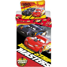 Kokvilnas gultas veļa 140x200 Cars McQueen Jackson Storm zigzag sarkans Cars Masters 3044 spilvendrāna 70x90