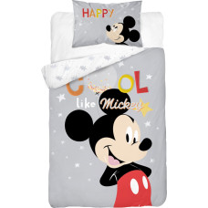 Kokvilnas gultas veļa 100x135 Mickey Mouse Grey gultai 4852 spilvendrāna 40x60 3297 B