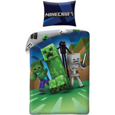 Kokvilnas gultas veļa 140x200 Minecraft datorspēle 7708, abpusēja