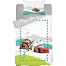 Kokvilnas gultas veļa 100x135 Automašīnas Lightning McQueen Mater kaktusi balti pelēki 3313 B bērnu gultai 6238 spilvendrāna 40x60