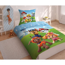 Kokvilnas pakaiši 160x200 Paw Patrol Paw Zuma Chase Rocky Skye Rubble Maršala suņi darbībā brigāde zili zaļa 3749