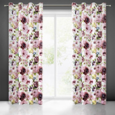 Aizkars 140x250 Anēlijas baltā pulvera ziedi samta gatavībā ar starplikām