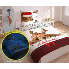 Mirdz tumsā pakaiši 140x200 3355A Suns Ziemassvētki Ziemeļbrieža ragi Ziemassvētku vecīša cepure rūtainā kokvilnas dāvana jauniešiem