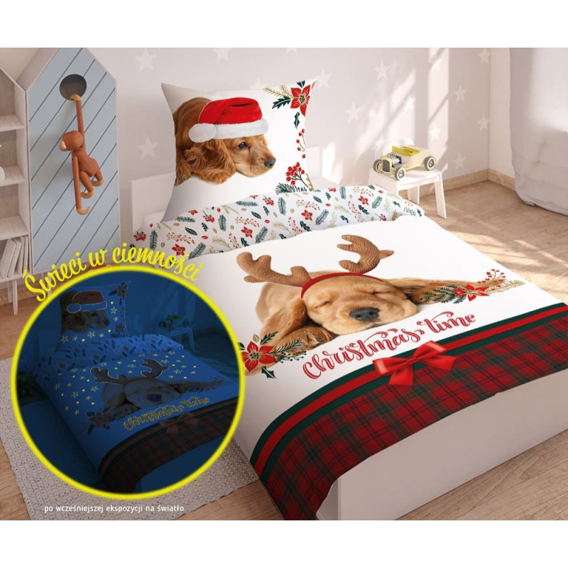 Mirdz tumsā pakaiši 140x200 3355A Suns Ziemassvētki Ziemeļbrieža ragi Ziemassvētku vecīša cepure rūtainā kokvilnas dāvana jauniešiem