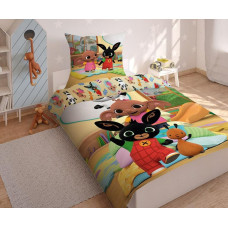 Bērnu kokvilnas gultasveļa 140x200 Bing Rabbit 8898 zaķu draugi dzeltens