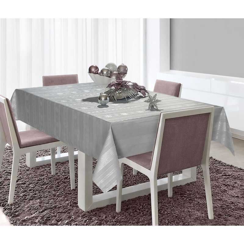 Ziemassvētku galdauts 150x350 Blink 7 sudraba sniegpārslas