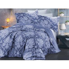 Satīna gultasveļa 160x200 Veroka 1 zilu ziedu ornaments Exclusive Glamour austrumniecisks
