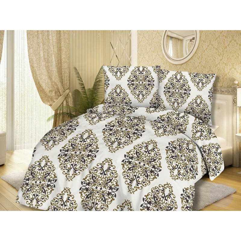 Kokvilnas gultas veļa 180x200 71446/1 glamour krēms brūns austrumu ornamenti Cottonlove