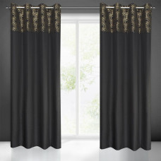 Aizkars 140x250 Dafne melnais zelts gatavs ar cilpām