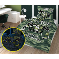 Gultas veļa spīd tumsā 140x200 3578 A Gamer Moro zaļie paliktņi jauniešu kokvilnas militārais 8484