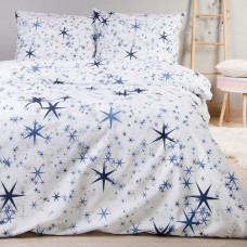 Kokvilnas gultas veļa 160x200 Etoiles balti zilas zvaigznes Cottonlove Exclusive 5