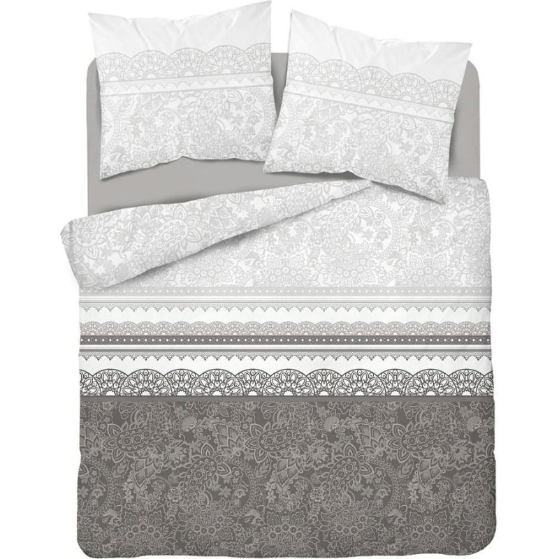 Kokvilnas gultasveļa 180x200 glamūra ornamenti svītras brūnas 3837 B Kokvilna 88