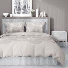 Satīna gultasveļa 160x200 smilškrāsas ziedi 4244 A Home Satin 11