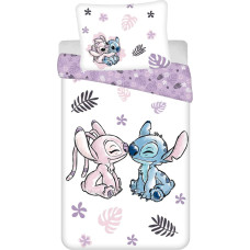 Kokvilnas gultas veļa 140x200 Lilo and Stitch balta violeta spilvendrāna 70x90 23. augusts