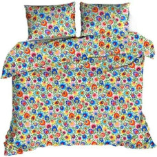 Mizas pakaiši 200x220 859a balti tautas Łowicz krāsaini ziedi ar pogām kokvilna Kora 23