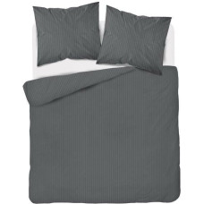 Damaskas gultas veļa 180x200, tumši pelēka, vienkrāsainas svītras 1 cm Pure