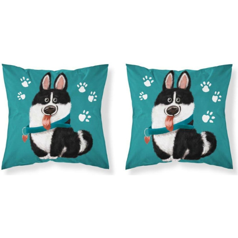 Kokvilnas spilvendrāna 40x40 suņu suņu zaļa abpusēja PSBA 24 B Mayamoo 26