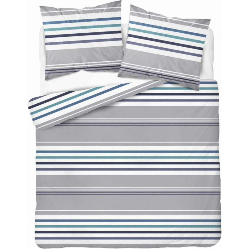 Kokvilnas gultas veļa 160x200 Svītras svītras pelēkzila 4656 A Kokvilna 37