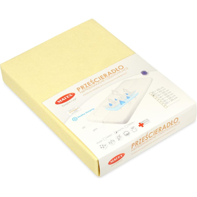 Ūdensizturīgs loksne 90x200 ekri 02 frotē ar elastīgo joslu, Matex apakšklājs