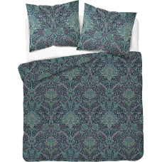 Satīna gultas veļa 160x200 tirkīza tumši zili ornamenti 4600 A Home Satin 131