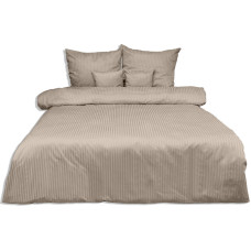 Damaskas gultasveļa 160x200 bēša 16 vienkrāsainas 1cm svītras