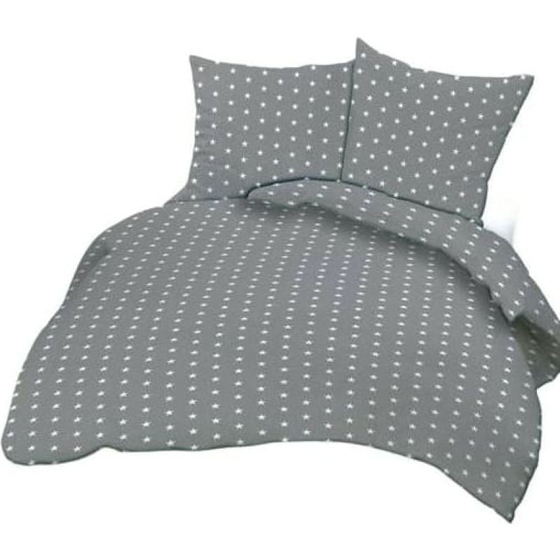Kokvilnas gultas veļa 160x200 pelēkas zvaigznes balta 21728/1 kokvilna Max