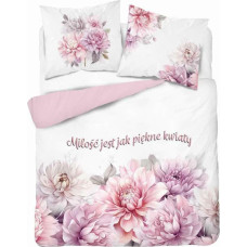 Kokvilnas gultasveļa 160x200 Mīlestība ir kā skaisti ziedi balti rozā 4868 A Holland Home 73