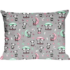 Kokvilnas spilvendrāna 70x80 670K pandas, pelēka, krāsaina Kids 24