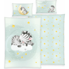 Kokvilnas gultasveļa 100x135 Zebra piparmētra bērniem H24