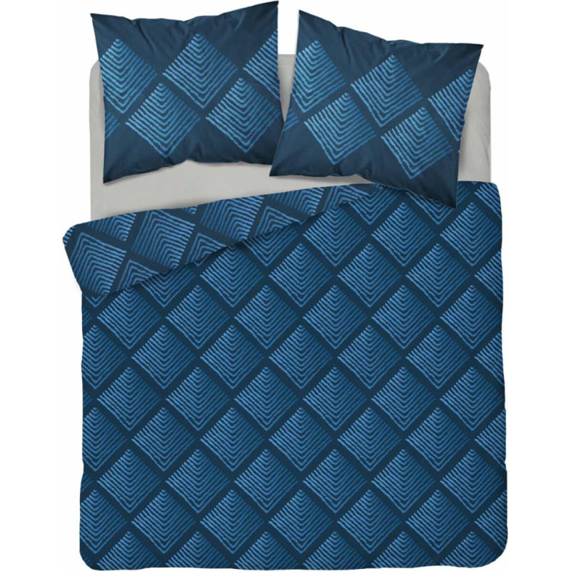 Kokvilnas gultas veļa 180x200 tumši zila ģeometrija 4845 B Kokvilna 74