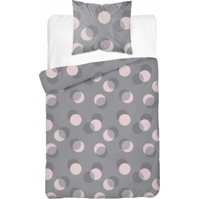 Satīna gultas veļa 140x200 pelēki apļi ar vienu spilvendrānu 4921 B Home Satin 81