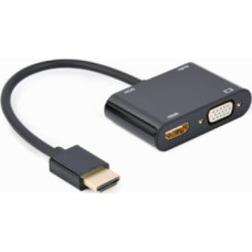 Adapteris Gembird HDMI Male - HDMI Female + VGA female + Audio Cable Black