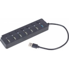 USB Centrmezsgls Gembird 7-port USB Hub with Switches Black