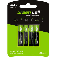 Green Cell Rechargeable Batteries 4x AAA HR03 800mAh