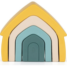 Petite&Mars Silikona puzles rotaļlieta Māja, dzeltena māja, 12m+