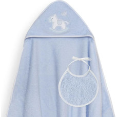 Interbaby Vannas dvielis 100x100 Caballito rozā dvielis ar kapuci + priekšautiņš