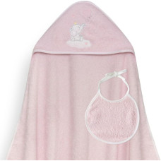 Interbaby Peldēšanās pārvalks 100x100 Ziloņa sirds rozā dvielis ar kapuci + priekšautiņš
